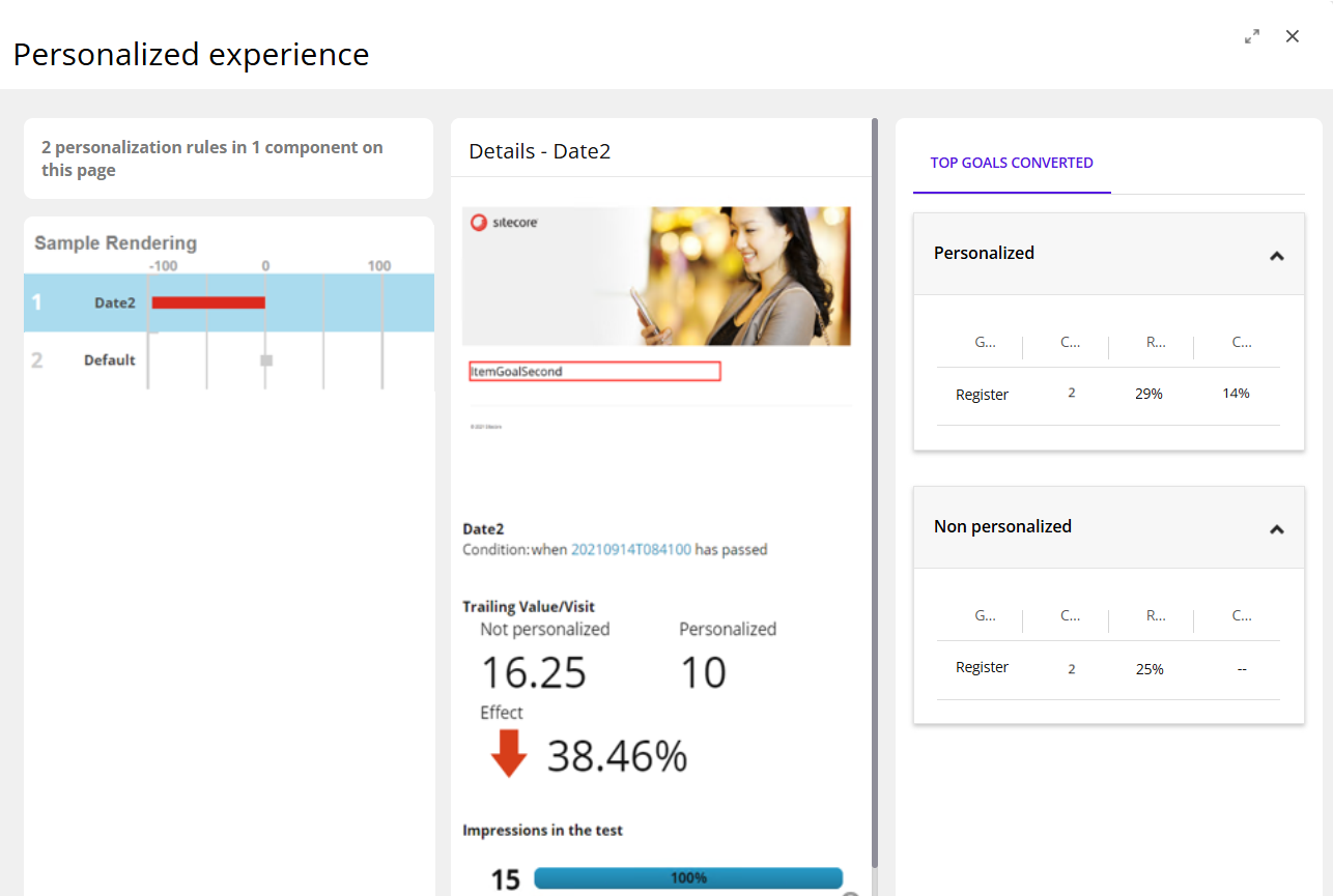 The Personalized experience dialog box.