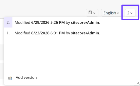 The Version drop-down menu The Version drop-down menu