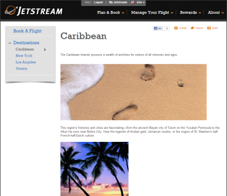 The Caribbean page in Explorer mode