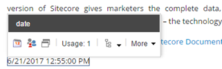 The floating toolbar above a date field