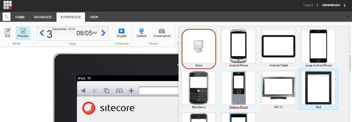 The Default device option
