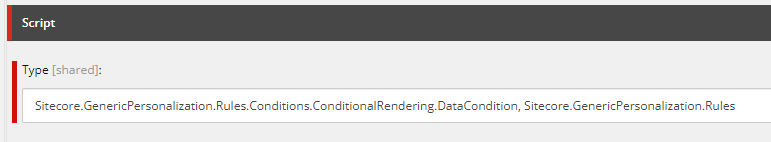 A screenshot of the Content Editor Type field for a new condition. A screenshot of the Content Editor Type field for a new condition.