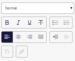 The rich text formatting tools in the right-hand pane The rich text formatting tools in the right-hand pane
