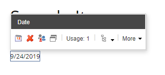The floating toolbar above a Date field