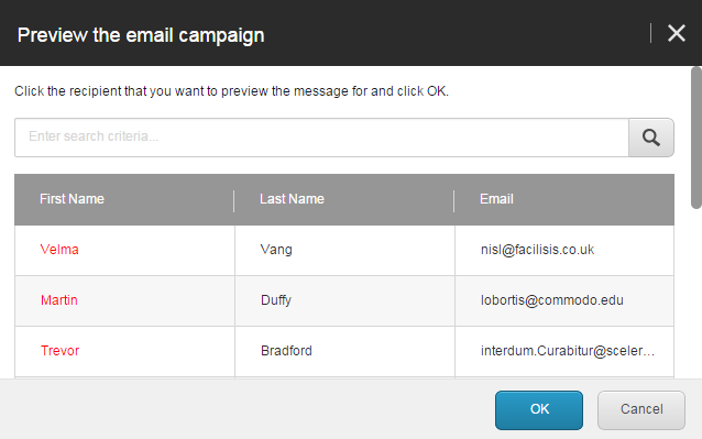 Preview illustrating how to see the email message for individual users.