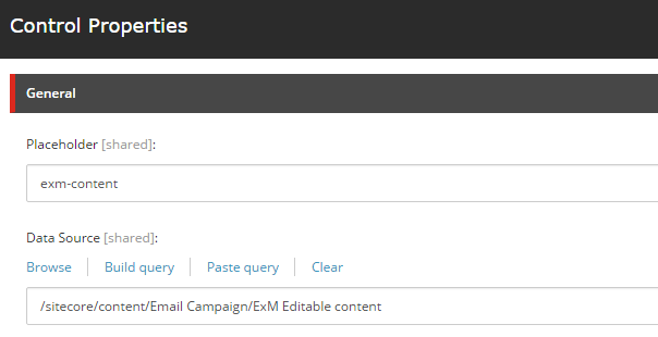 Control Properties dialog box, General section.