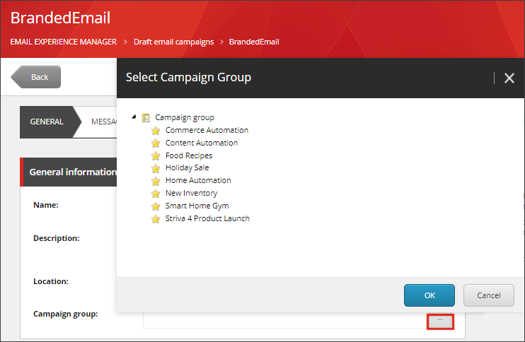 How to select an email campaign to add to a group. How to select an email campaign to add to a group.
