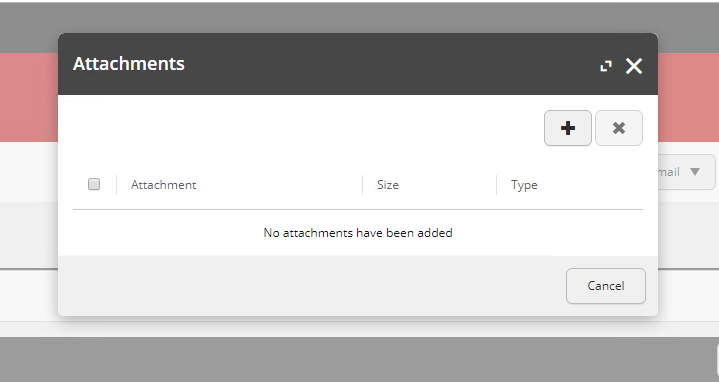 Attachments dialog box.