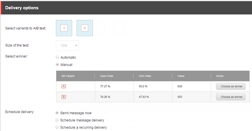 Select the winning variant based on the test results. Select the winning variant based on the test results.