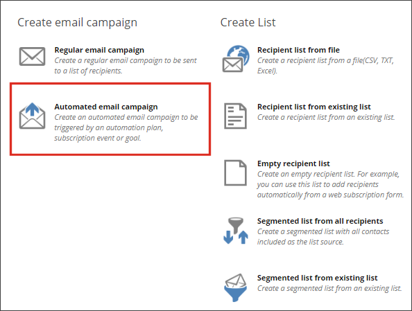 Create an Automated email campaign option