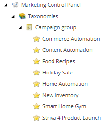 Marketing Control Panel showing an example taxonomy tree.