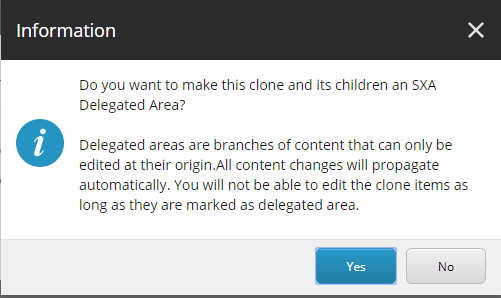 Delegated area message Delegated area message