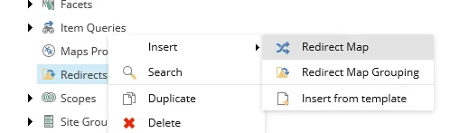 To redirect a map item, click Insert, and Redirect Map. To redirect a map item, click Insert, and Redirect Map.