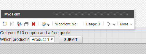 Example of the form on the page