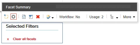 The Facet Summary filter lists all active filters