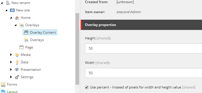 Specify the overlay properties Specify the overlay properties