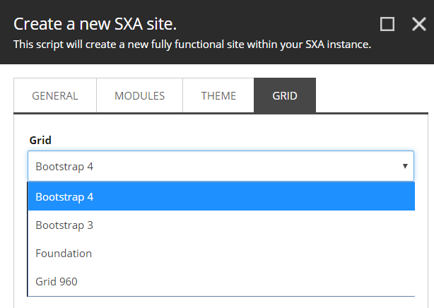On the Grid tab you select one of the four available grid systems