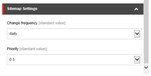 Sitemap settings dialog box. Sitemap settings dialog box.