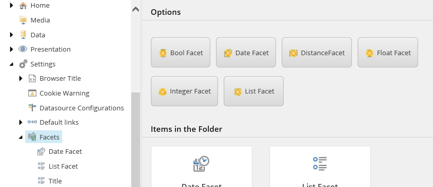 Go to site/Settings/Facets to add facets. Go to site/Settings/Facets to add facets.
