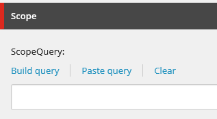 Navigate to site/settings and in the Scope section in the ScopeQuery field click Paste Query. Navigate to site/settings and in the Scope section in the ScopeQuery field click Paste Query.