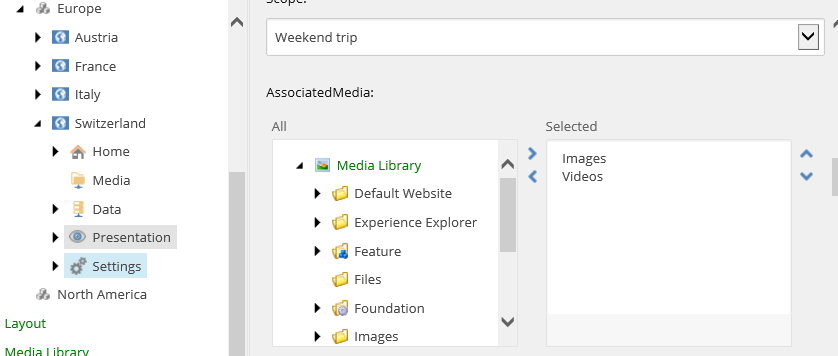 In the Associated Media field, add the media items that people can search on. In the Associated Media field, add the media items that people can search on.