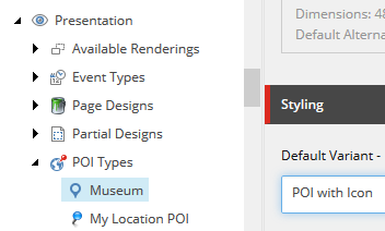 Select the default variant for the POI type Select the default variant for the POI type
