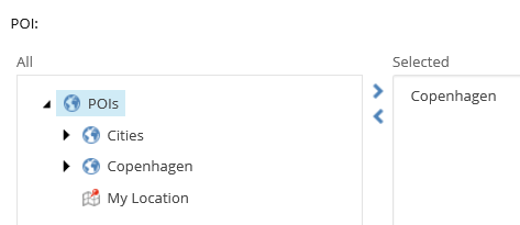 POIs on the map POIs on the map