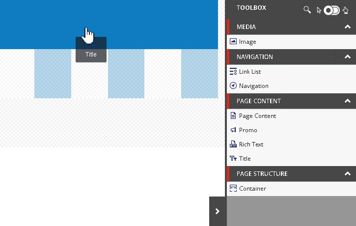 Drag the component to the page Drag the component to the page