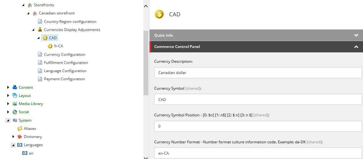 Example of number format in currency configuration in Currencies Display Adjustments.