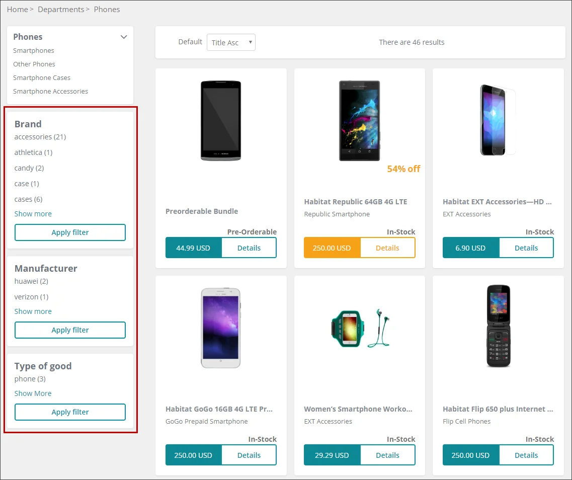 Commerce Aggregated Facets filter Commerce Aggregated Facets filter