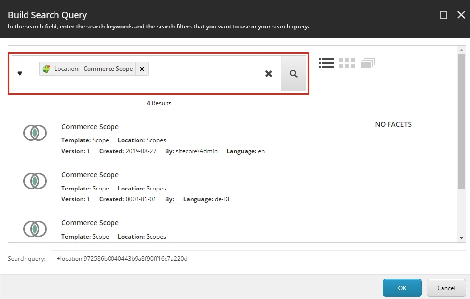 The Build Search Query dialog box. The Build Search Query dialog box.