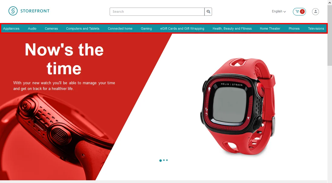 The category navigation bar