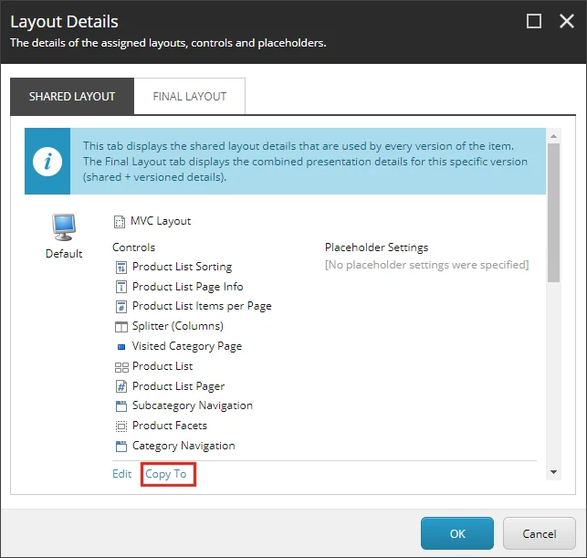 Layout Details dialog box.