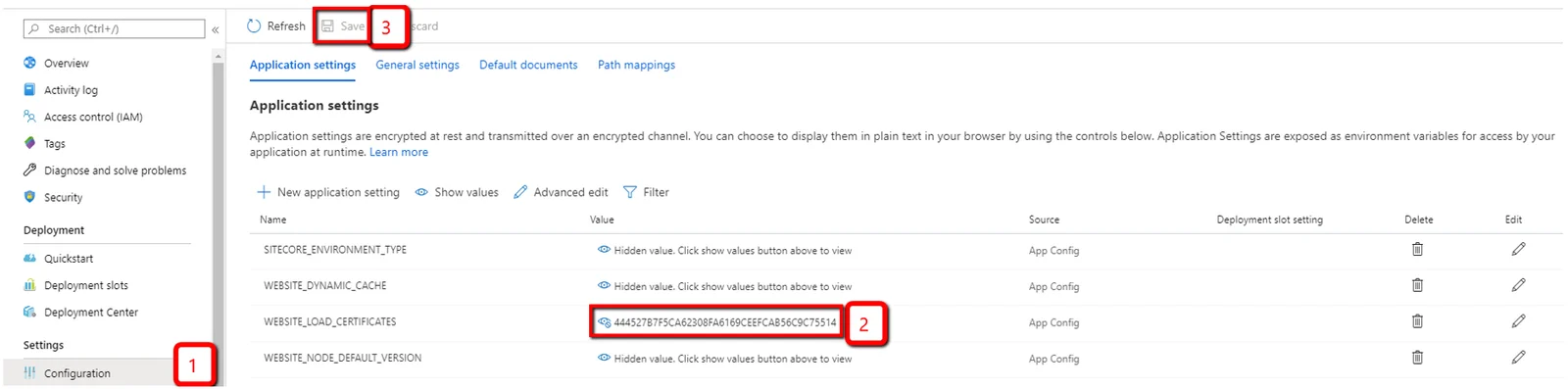 Configuration tab.