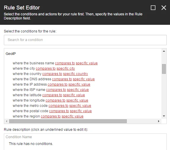 Rule set editor Rule set editor
