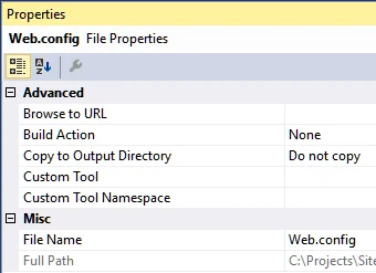 Web.config properties Web.config properties
