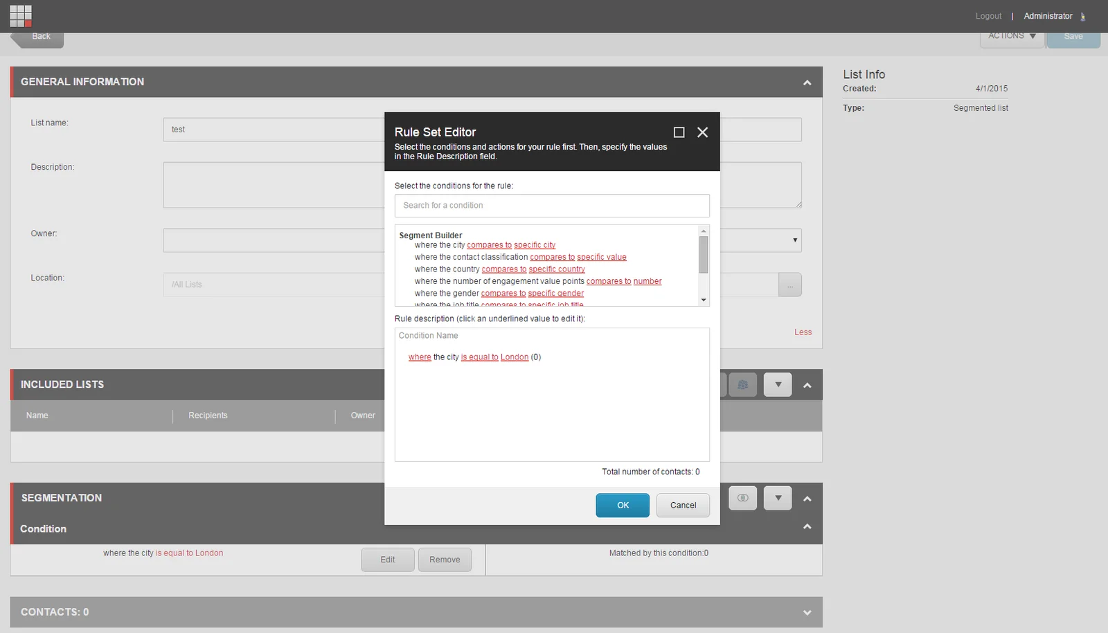 Segment contact lists Segment contact lists