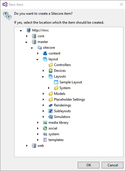 Select where to create item Select where to create item