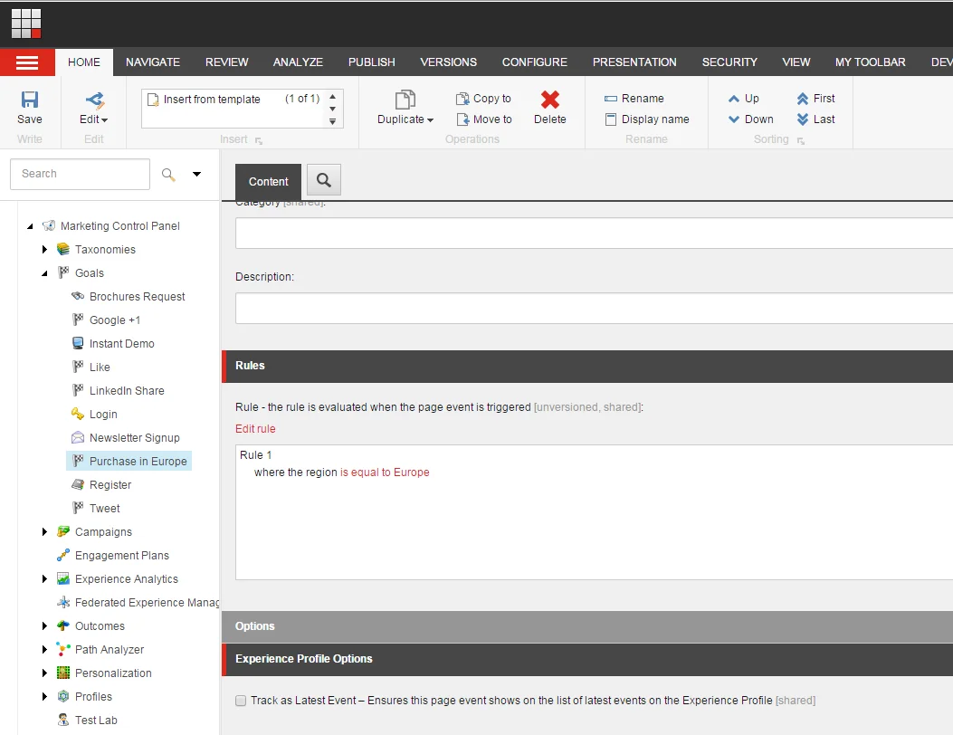 Goal and Page events Goal and Page events
