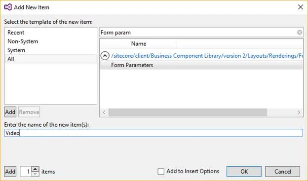 Add new item using Form parameters template Add new item using Form parameters template
