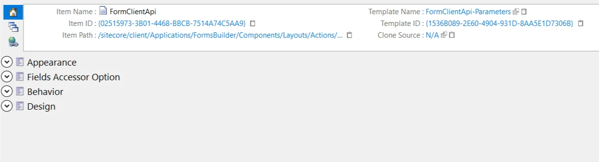 Edit the FormClientApi parameters.
