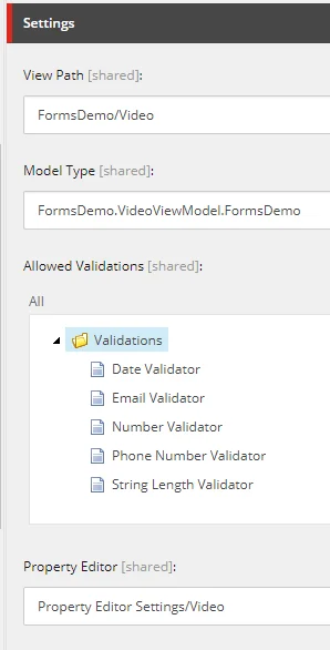 Set allowed validations Set allowed validations