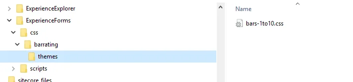 Bar rating .css file shown in the tree view