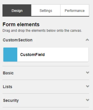 Custom form elements section example.