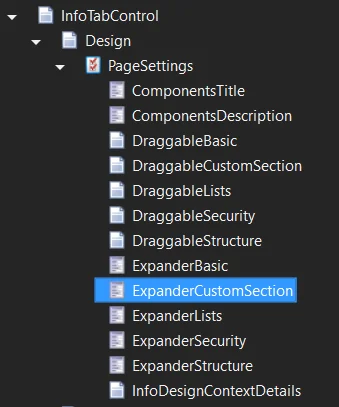 InfoTabControl structure tree