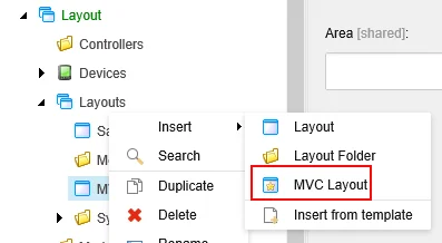 Layouts Insert MVC Layout