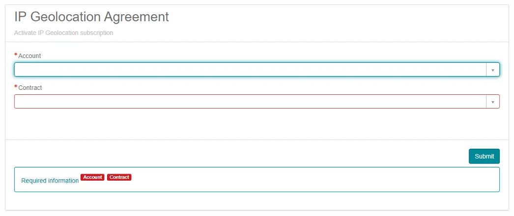 Enter account and contract Enter account and contract