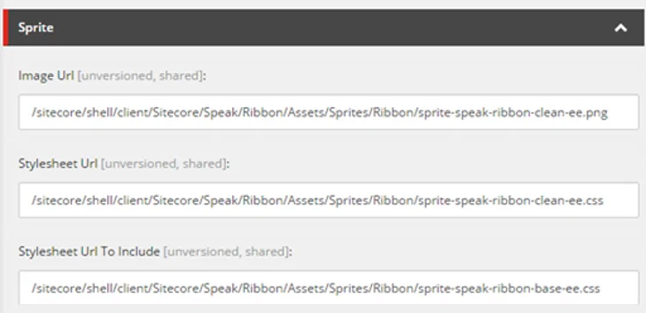 The Sprite section on a Sprite item in the Content Editor The Sprite section on a Sprite item in the Content Editor