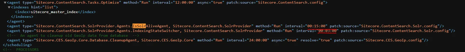 Code sample that shows how to configure the timeout value for Sitecore Solr agents