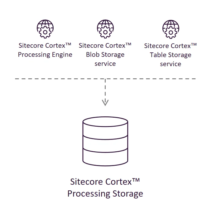 Illustration showing the Sitecore Cortex™ Processing Storage role's place in the Sitecore reference structure.